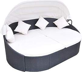 vidaXL Sonnenliege Poly Rattan Sonneninsel