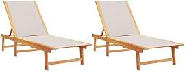 vidaXL Sonnenliegen 2 STK. Grau Massivholz Akazie