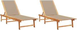 vidaXL Sonnenliegen 2 STK. Taupe Massivholz Akazie 