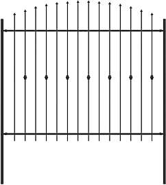 vidaXL Spießzaun Schwarz 200 x 200 cm