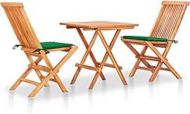 vidaXL Teak Massiv Bistroset 3-TLG. mit Grünen