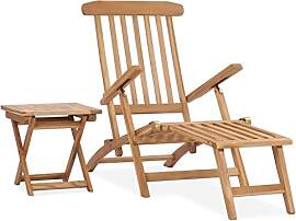 vidaXL Teak Massiv Garten Liegestuhl mit