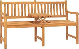 vidaXL Teak Massiv Gartenbank 3-Sitzer mit Tisch