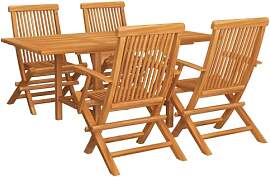 vidaXL Teak Massiv Gartenmöbel Set 5-TLG.