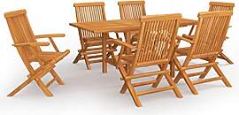 vidaXL Teak Massiv Gartenmöbel Set 7-TLG.