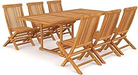 vidaXL Teak Massiv Gartenmöbel Set 7-TLG.