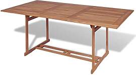 vidaXL Teak Massiv Gartentish mit Sonnenschirmloch 