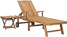 vidaXL Teak Massiv Sonnenliege mit ausziehbarem