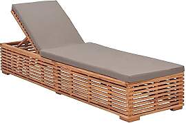 vidaXL Teak Massiv Sonnenliege mit Dunkelgrauem