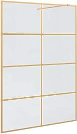 vidaXL Walk-in Duschwand Gold 140 x 195 cm