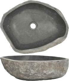 vidaXL Waschbecken Flußstein Naturstein 45-53cm