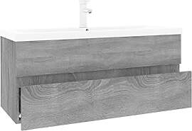 vidaXL Waschbeckenschrank mit Einbaubecken Grau