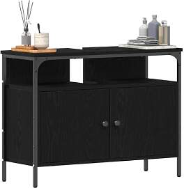 vidaXL Waschbeckenschrank mit Tür Schwarz