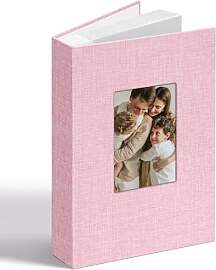 Vienrose Leinen Fotoalbum 6x4 mit Sichtfenster,