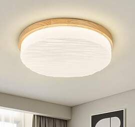Vikaey LED Deckenleuchte Holz, Moderne Weiße