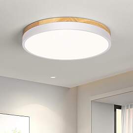 Vikaey Moderne Deckenlampe Holz,LED Deckenleuchte