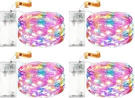 VIKY® 4 Stk LED Lichterkette Batterie mit Timer,