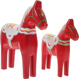 VILLCASE Rotes Holzpferd Ornament 1 Paar