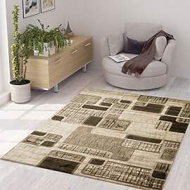 VIMODA Teppich Kurzflor Modern Kariert Retro