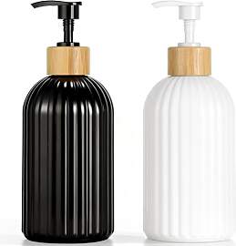 VINATO 2 Stück Glas Seifenspender Set, 400ml Matt 