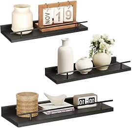 VINATO 3-Teiliges Wandregal Holz Aus Massivholz