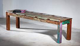 Vintage Bank Sitzbank 140x38x45cm Massiv bunt