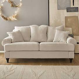 Vintage Dreisitzer Couch Beige im Landhausstil 200 