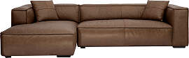 Vintage Ecksofa links 3-4 Sitzer aus braunem Leder 