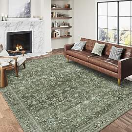 Vintage Grün Waschbarer Teppich Wohnzimmer