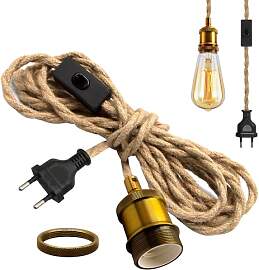 Vintage Hängelampe mit Stecker, Industrielle