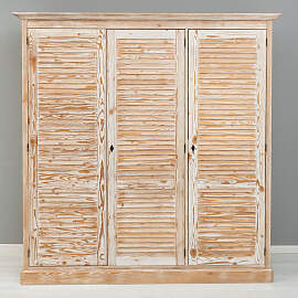 Vintage Kleiderschrank im Landhausstil weiß braun 