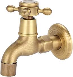 Vintage Massiv Messing Wasserhahn mit Dichtung