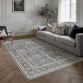 Vintage Schwarz Waschbarer Teppich Wohnzimmer