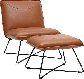 Vintage-Sessel Braun mit Fußstütze PHILO