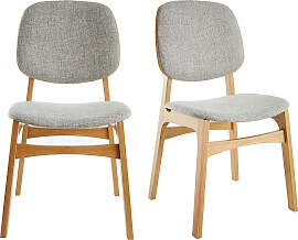 Vintage-Stühle mit hellgrauem Stoff und hellem