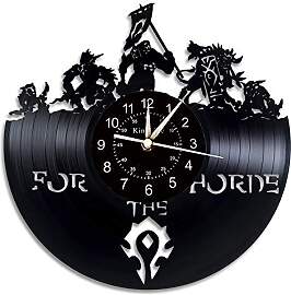 Vinyl Wanduhr, große Uhr mit World of Warcraft