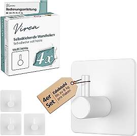 virea Selbst-Klebende Wandhaken ohne Bohren 4er