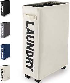 Virklyee Faltbarer Wäschekorb mit Rollen 43L