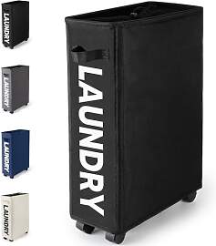 Virklyee Faltbarer Wäschekorb mit Rollen 43L