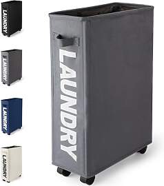 Virklyee Faltbarer Wäschekorb mit Rollen 43L