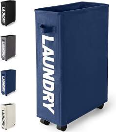 Virklyee Faltbarer Wäschekorb mit Rollen 43L