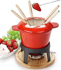 Virklyee Fondue Set Keramik Cheese Gusseisen Von 6 