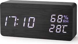Virklyee Wecker aus Holz digital Würfel Uhr