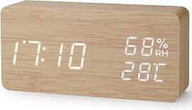 Virklyee Wecker aus Holz digital Würfel Uhr