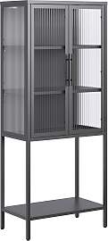 Vitrine Cube Schwarz Metall Riffelglas