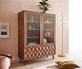 Vitrine Fevo 115x150 cm Akazie Braun L-Fuß