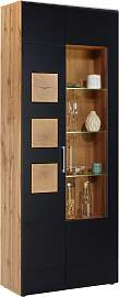 Vitrine in Schwarz/Eichefarben