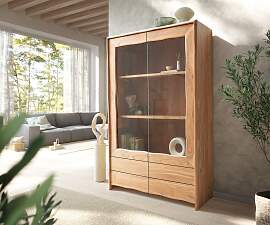 Vitrine Live-Edge 120x190 cm Akazie Natur 2 Türen 