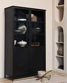Vitrinenschrank in Schwarz Loft Design