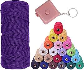 VITSOLE Makramee Garn - 3mm x 100m/109Yards/328
